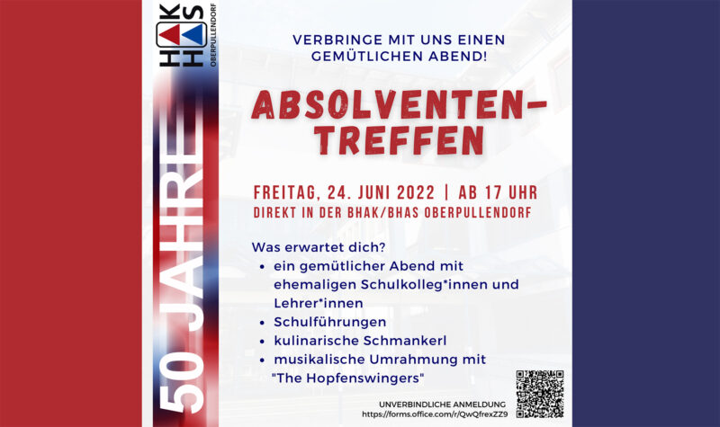 Einladung zum Absolvententreffen: Fr. 24.6.2022
